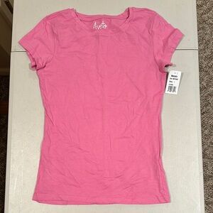Pink Fitted Crew Neck Short Sleeve Tee